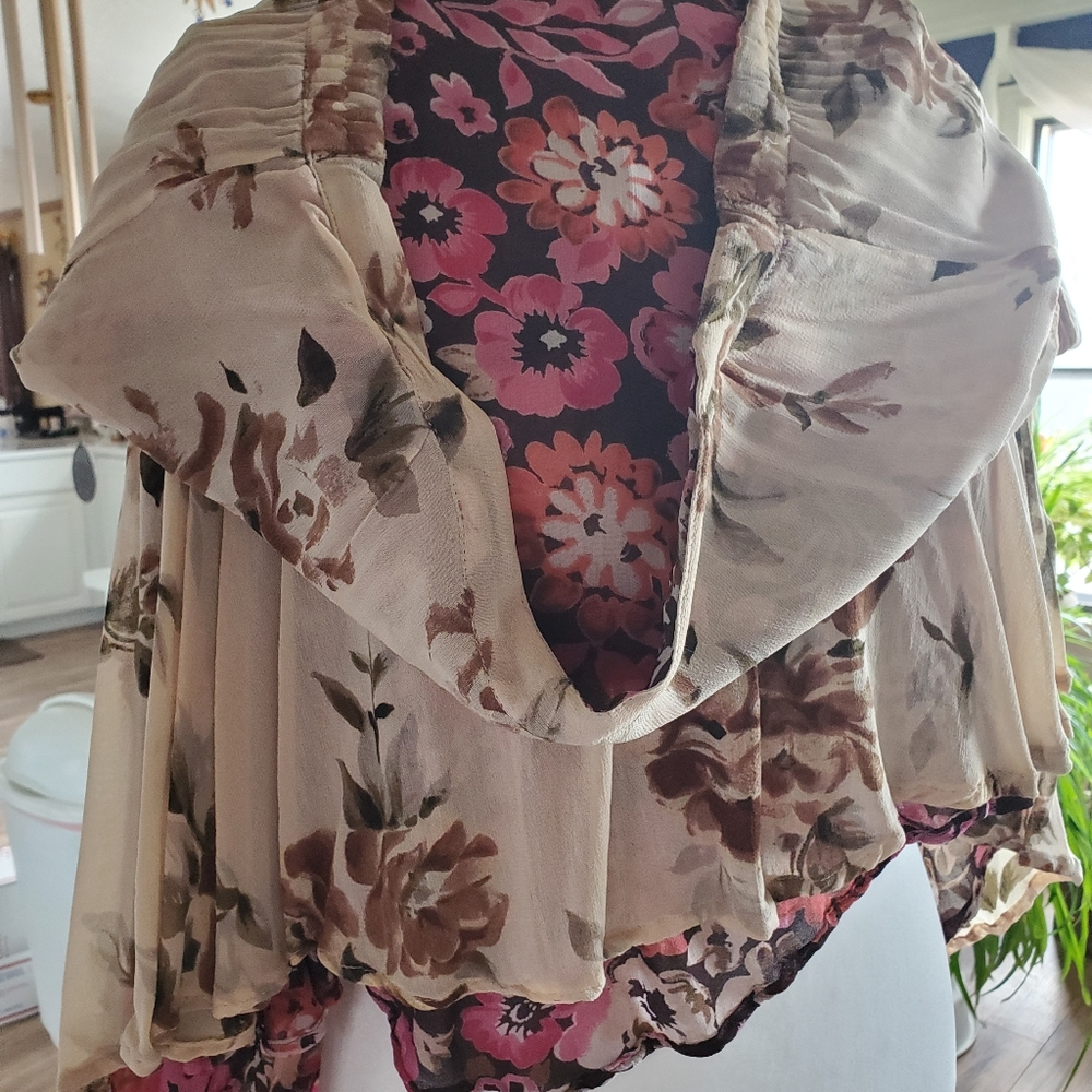 XL Long Skirt Reversible Tan/Brown     Brown/Rose/Rust 3' Long 💞